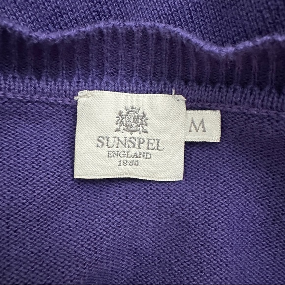 Sunspel England Purple Knit Sweater Classic Long Sleeve Pullover - Picture 5 of 5